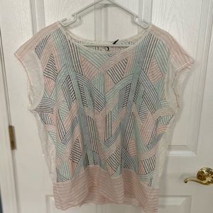 Anthropologie Embroidered Geometric Blouse Size XL